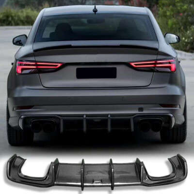 CARBON fiber Rear Bumper Diffuser Lip Spoiler  For Audi A3 S3 RS3 17-20Sport