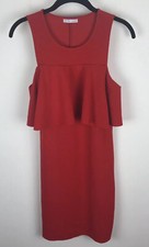 Zara Womens Dress Small Red Sheath Sleeveless Peplum Stretch