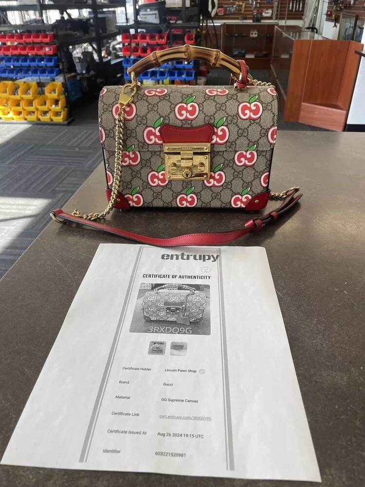Sac à bandoulière GUCCI 603221 520981 GG toile suprême bambou GG pomme 