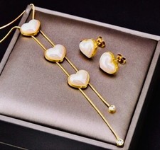 Tassel Pendant Heart Shaped Necklace and Earrings jewelery set