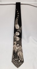 Vintage Ralph Marlin The 3 Stooges Golfing Stooges Black Tan Novelty Neck Tie