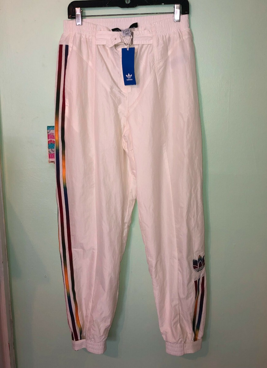 Adidas Paolina Russo Track Pants Cream with Rainbow Stripes, Large
