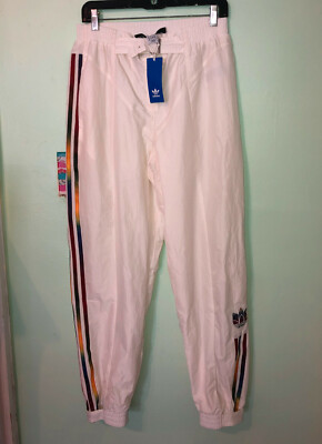 Adidas Paolina Russo Track Pants Cream with Rainbow Stripes, Large