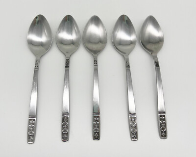 5 VTG Customcraft Stainless CUS3 Fleur De Lis Spoon Spoons Korea Silverware MC