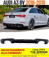 DIFFUSORE RS3 LOOK per Audi A3 8V BERLINA, 2016-2019 (SOLO PER S-LINE) NERO