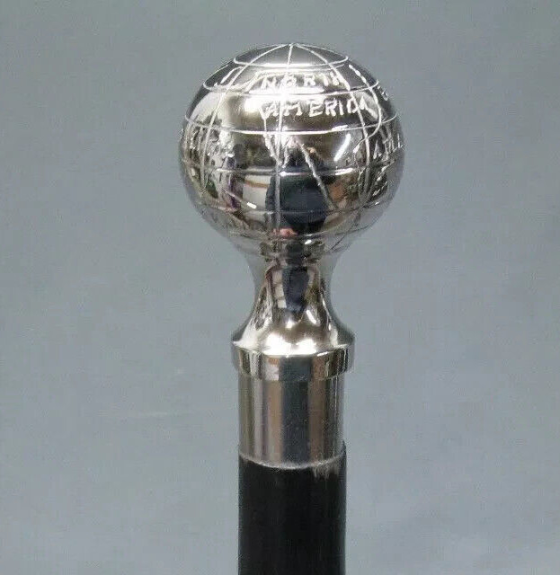 Solid Brass Silver Glob Style head Handle Wooden … - image 1