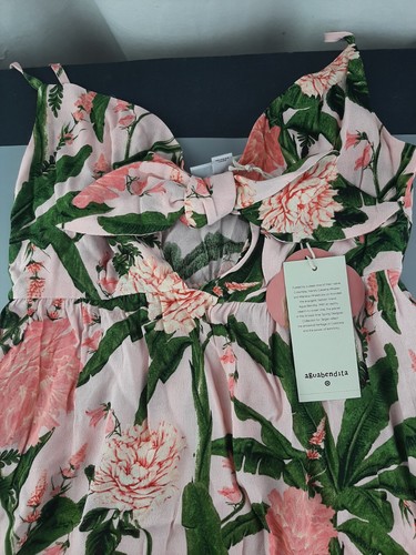 NEW Agua Bendita x Target Womens Peony Botanical Print TieFront Midi Dress SMALL - Picture 6 of 12
