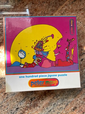 PETER MAX 9x7 100 Piece CEACO 1999 Puzzle - 'Magical Moment' & 'Love' - NEW