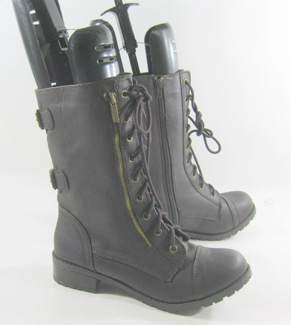 NEW Brown Lace Rugged Military Combat Ankle Boots women Size 5.5