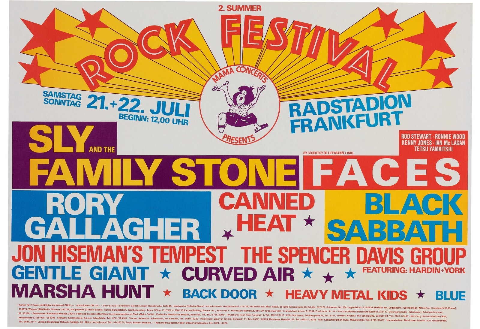 German Rocks Poster 1971 SLY & THE FAMILY STONE CONCERT POSTER WALL ART PRINT GERMAN ROCK ...