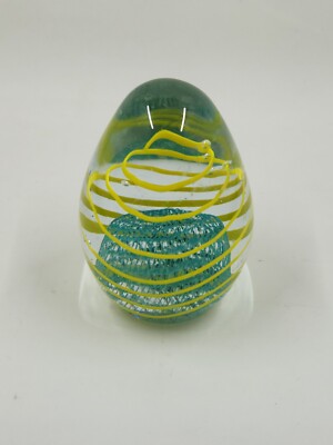 Blown art glass OBG 1988 spiral glass bubble egg shape 3in