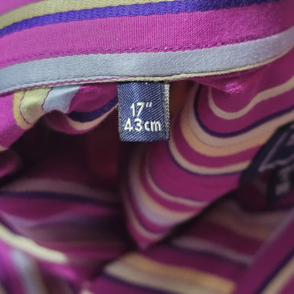 Duchamp Men’s Striped Designer Button Cuff Shirt Regular Size 17” 43cm Italy - Image 3 of 4