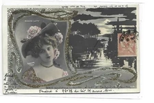 OPERA THEATRE WOMAN ARTIST 1900 REUTLINGER MANON LOTY SEQUIN DRESS