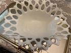 Vintage MCM Westmoreland Milk Glass Doric Open Lace Decorator Fruit/Banana Bowl