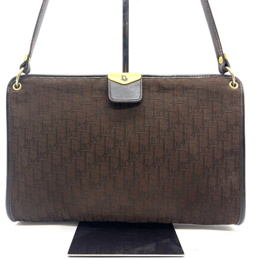 Sac à main bandoulière Christian Dior trotteur toile cuir marron authentique Japon