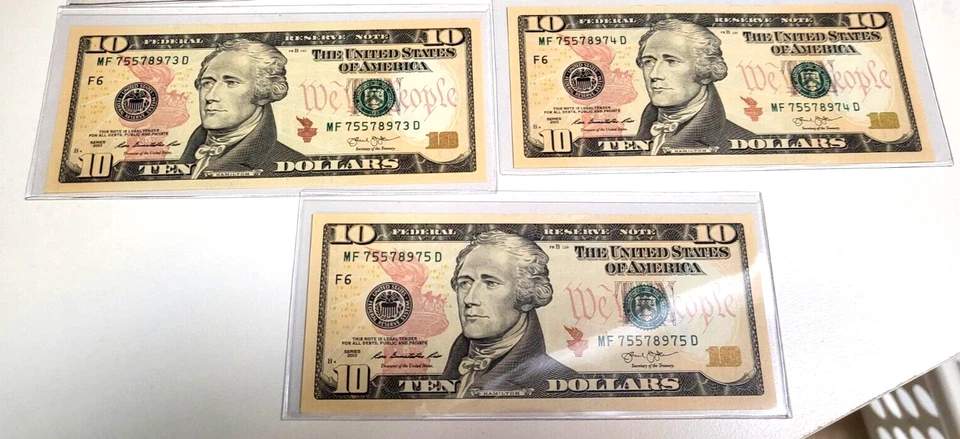 (5)FIVE 2013 $10 FRN's MF/F BLOCK  ATLANTA-GEM-CHCU- IN SEQUE0NCE-VERY GRADEABLE - Image 3 of 4