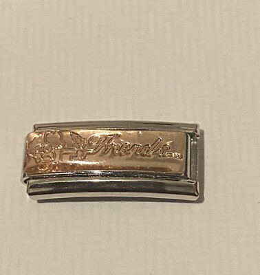 Rotgold Freunde mit Blume Doppel Charm passend für 9mm Italienisch/ Nomination Armband