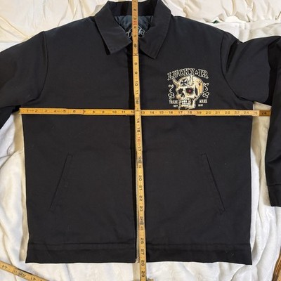 Lucky 13 Jacket Mens L Black Zip-Up Bikes Booze Broads Tattoo Your