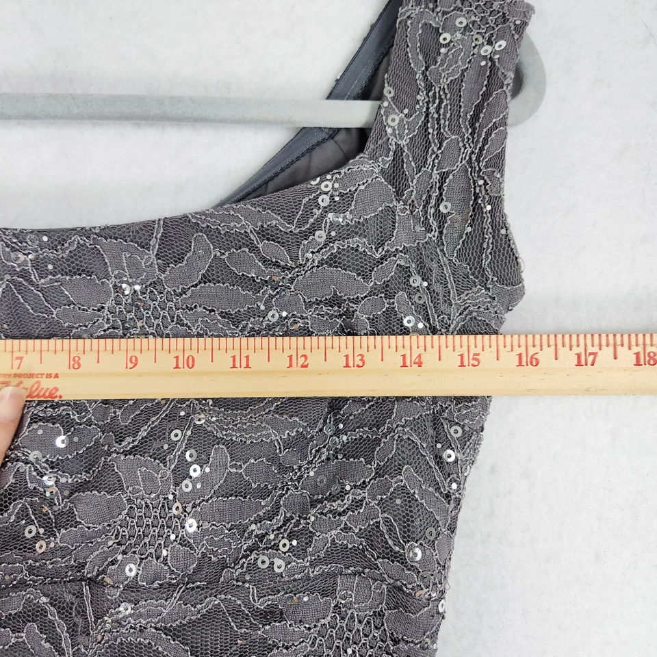 Alex Evenings 连衣裙女式 4 灰色花卉蕾丝亮片晚礼服正式长裙 — 第 4/4 张图片