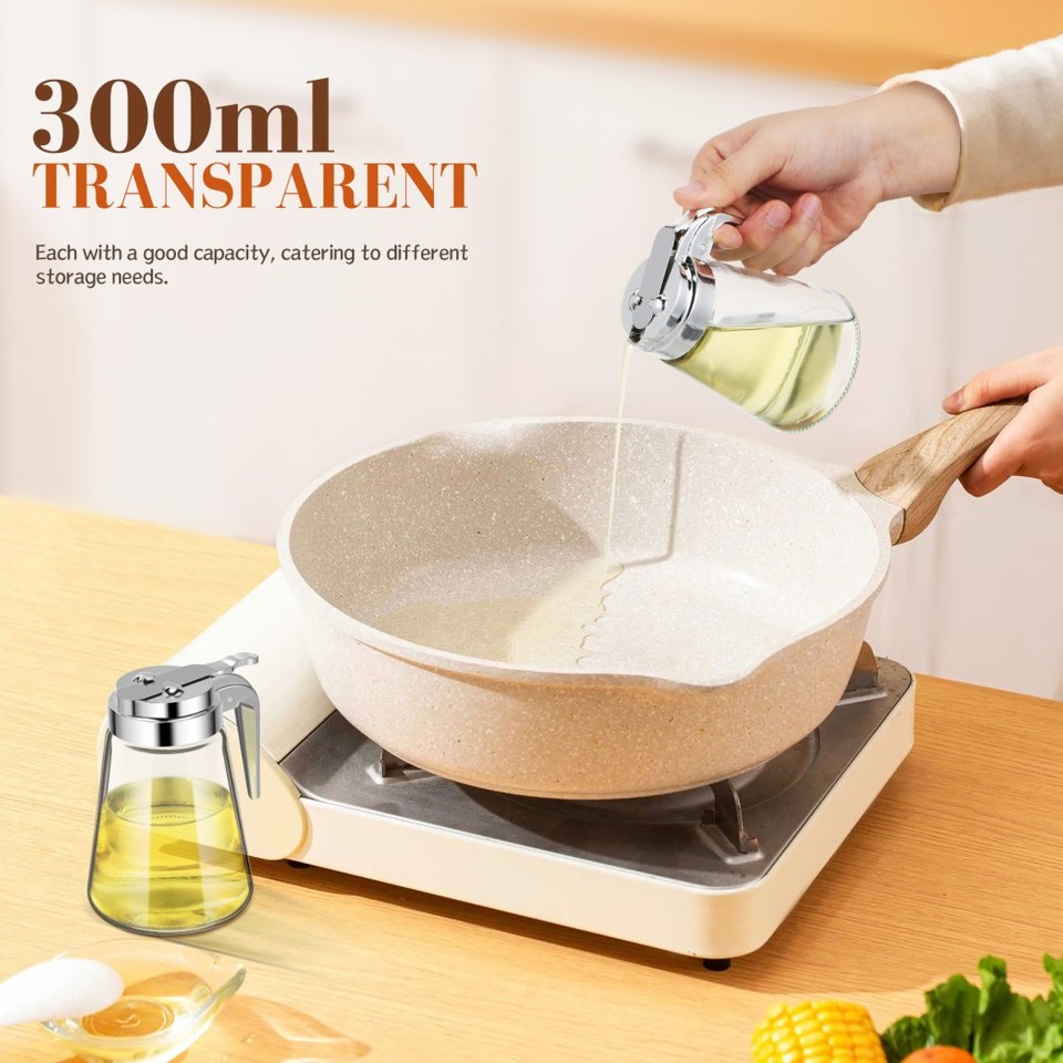 Condiments List Oil 2Pcs Glass Condiment Dispenser Transparent Reusable Leak Proof for Oil ...
