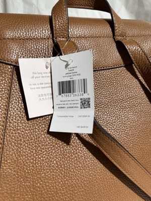 Kate Spade Leila Brown Pebbled Leather Backpack Gingerbread Drawstring Bag Kate Spade lage backpack Leila NWOT warm gingerbread main image 4