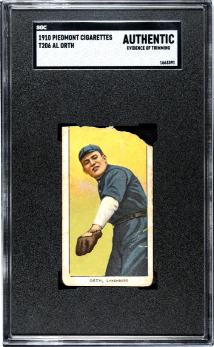 1909 T206 AL ORTH NNO POOR PIEDMONT 350 SL SGC A BASEBALL LYNCHBURG SHOEMAKERS