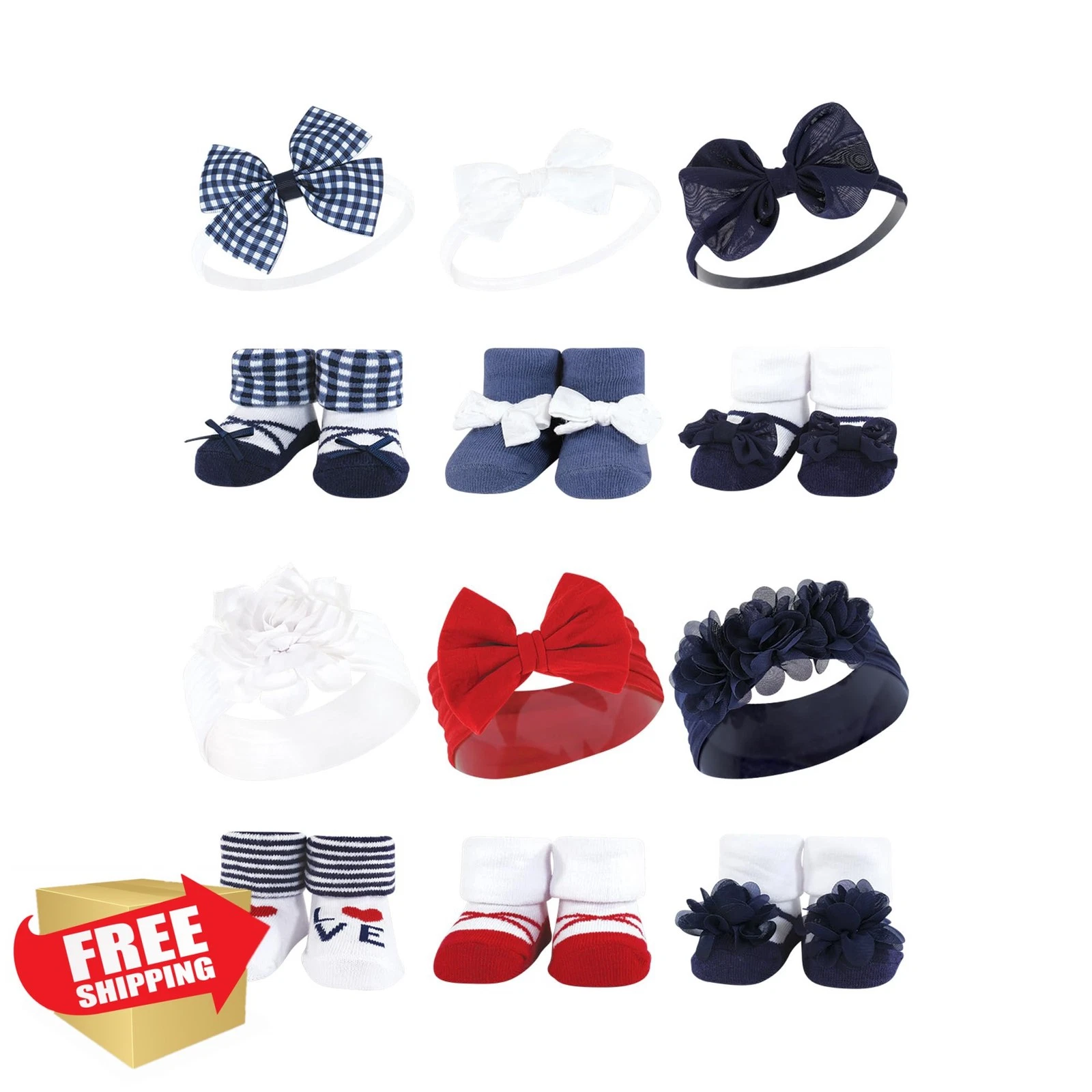 Hudson Baby Girls Headband Socks Giftset