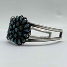 Sterling Silver 925 Turquoise Malachite Cluster Cuff Bracelet Southwestern 32g — photo 4