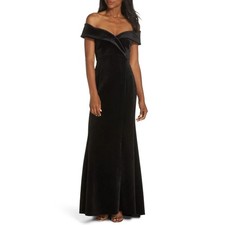 ELIZA J Off the Shoulder Trumpet GOWN DRESS SIZE 10 BLACK NORDSTROM