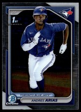ANDRES ARIAS 2024 BOWMAN CHROME PROSPECTS RC TORONTO BLUE JAYS #BCP-236 1ST
