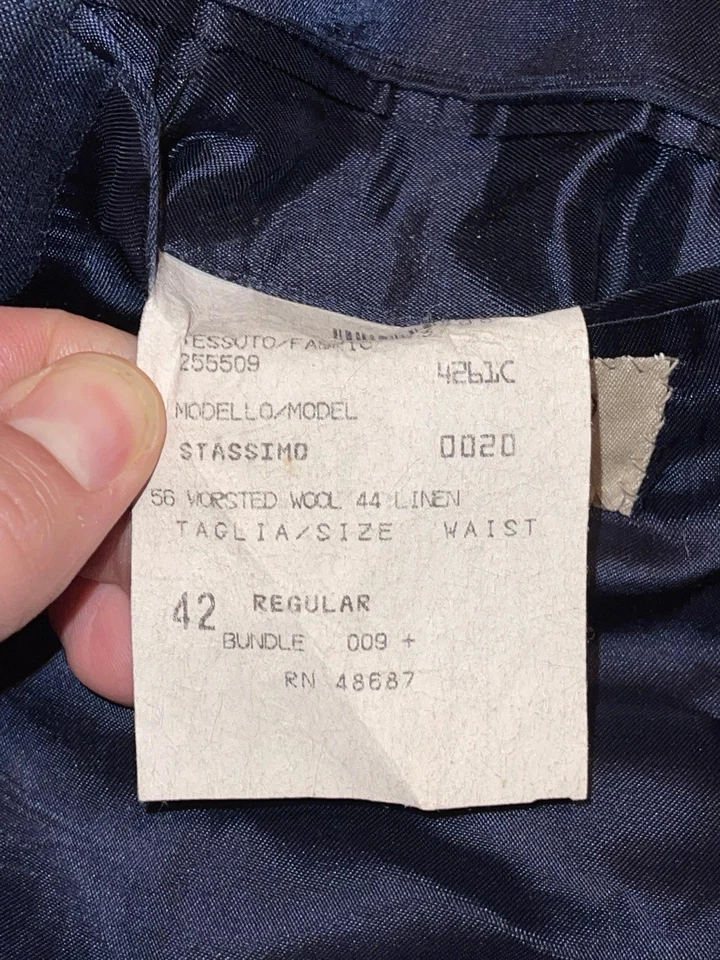 Blazer Tallia Uomo Para Hombres 42R Azul Marino Rayas Lana Lino Dos Botones Doble Ventilación Foto 4 de 4