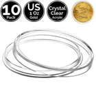 10 Pack 32mm Acrylic Coin Capsule Holders Direct Fit US 1 Oz Gold Eagle Buffalo