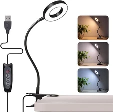 Lamparas LED De Mesa Escritorio Luz Lectura USB Portatil Flexible 360° Con Clip