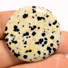 30.5 Ct Natural Dalmatian Jasper Round Shape Cabochon Loose Gemstone 28X28X4 mm