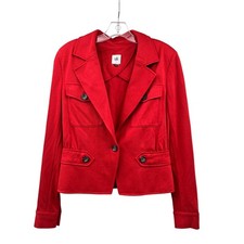 Cabi Womens Blazer Jacket Button Up Orange Red Size 6 Pockets