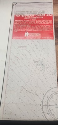 Original Waterproof Lower FL Keys Fishing Map - Florida 2 sided Chart #34