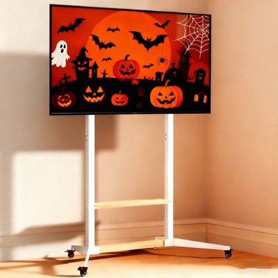 Heavy Duty Floor TV Stand Height Adjustable 40 -100  TV Mount Stand Wooden Shelf