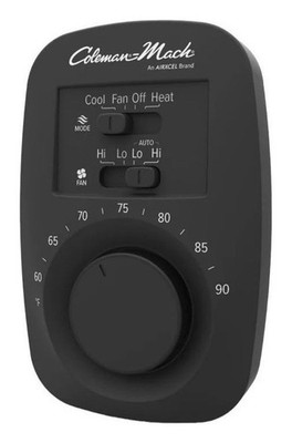 Coleman-Mach RV Analog Thermostat Black Heat/Cool Wall Control