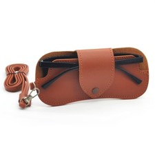 Soft Leather Sunglasses case, Sunglass Holder with Lanyard, Eyeglasses Brown