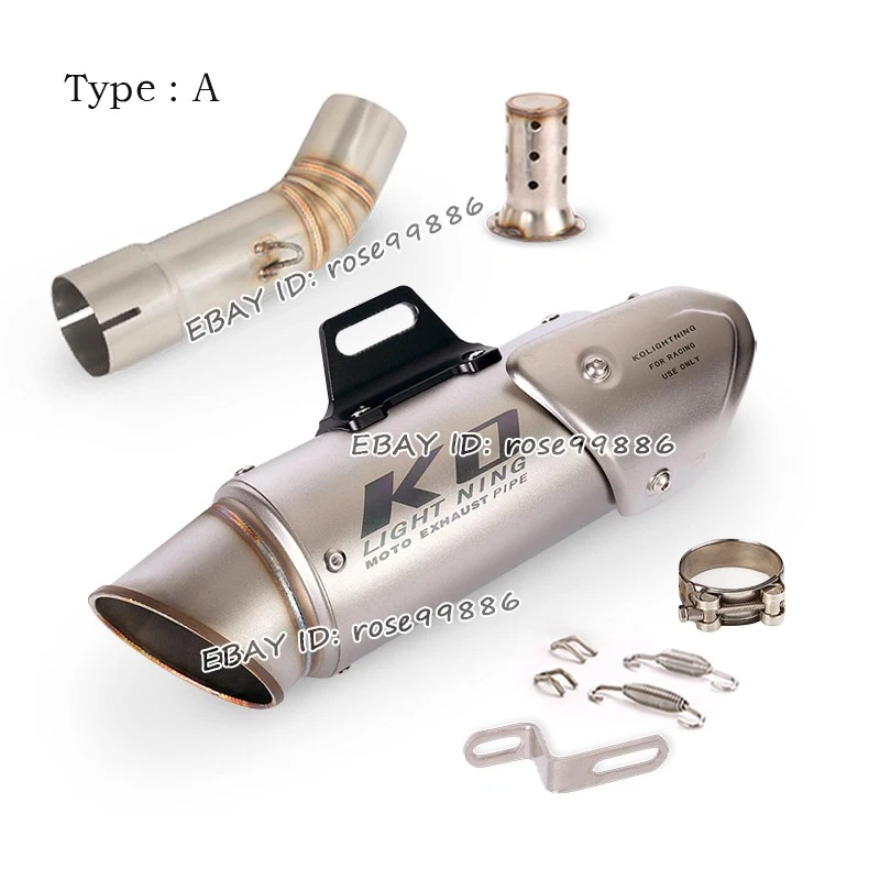 Sistema de silenciadores de tubo de escape de enlace medio negro para motocicleta Yamaha FZ8 FZ8N Foto 3 de 4