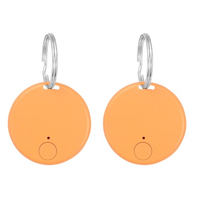 2pcs Bluetooth Tracker (for All System) GPS Tracker with Key Ring Orange Round
