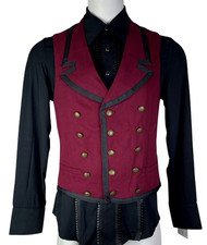 SHRINE GOTHIC COMMODORE BURGUNDY RETRO VAMPIRE VICTORIAN PIRAT STEAMPUNK VEST