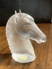 Signed 1950s Murano Glass Horse Head Sculpture 5” Original Tag Italy D4