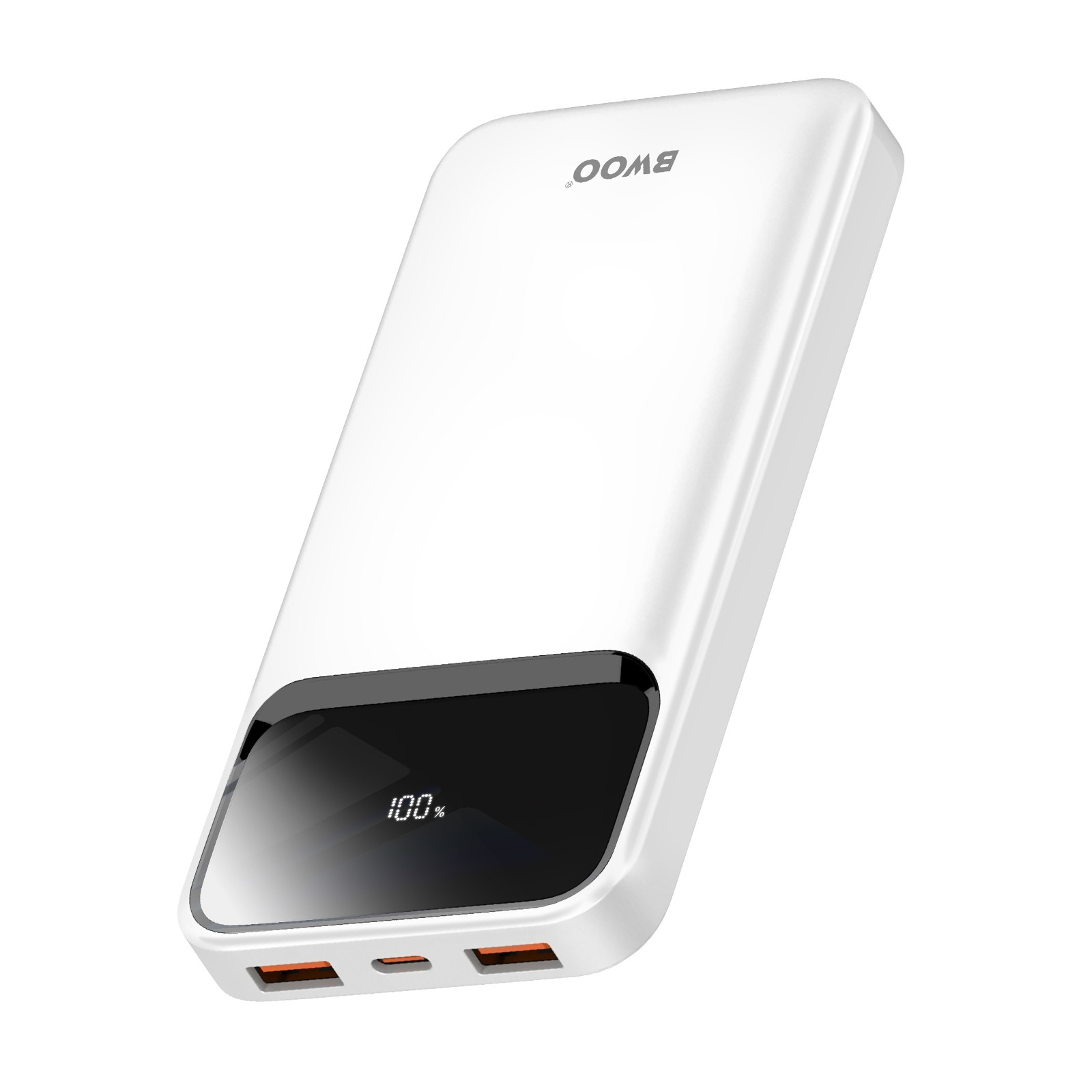 Batterie externe 10000mAh 22.5W Bwoo blanche avec écran LED et ports USB-C