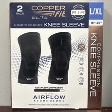 Copper Fit Elite Compression Knee Sleeve 2 Pack L/XL 16-20" Airflow Technology