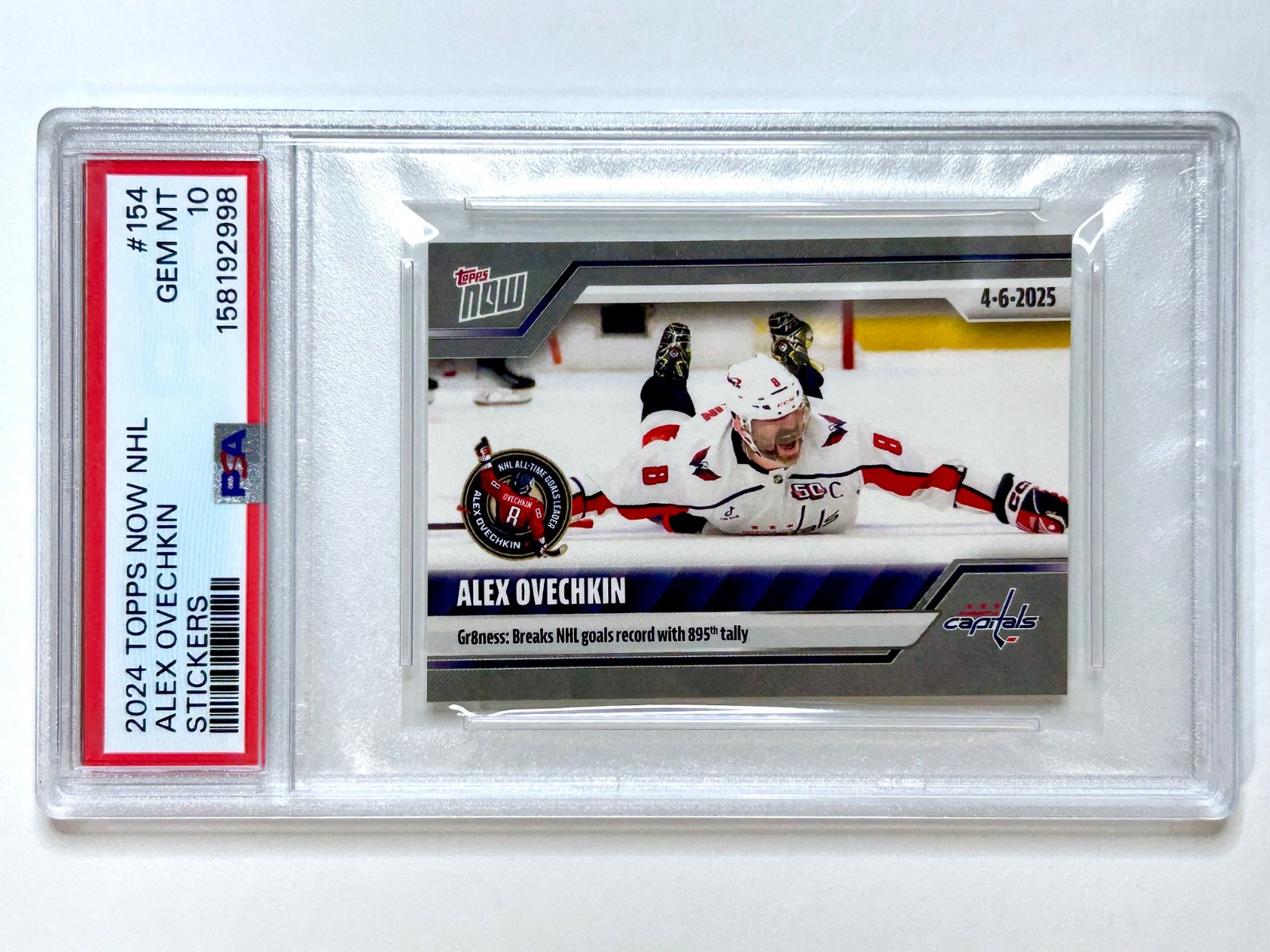 2024-25 Topps Now NHL ALEX OVECHKIN #154 Stickers PSA-10 - Washington CAPITALS