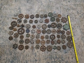 Lot x80 Antique Vintage Reclaimed Water Valve Handles Old Cast Iron Metal Patina