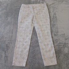 Old Navy Pixie Ankle Pants Womens Size 8 Gray Geometric Pockets 32x26.5 Mid Rise