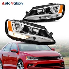 Par de faros de lente transparente para Volkswagen Jetta 2011-2018 sedán halógeno de 4 puertas