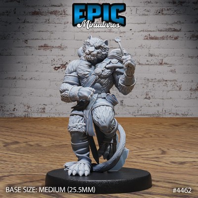 D&D Miniature - Tiger Folk Adventurer Coin (Medium) - 3D Model Print DnD